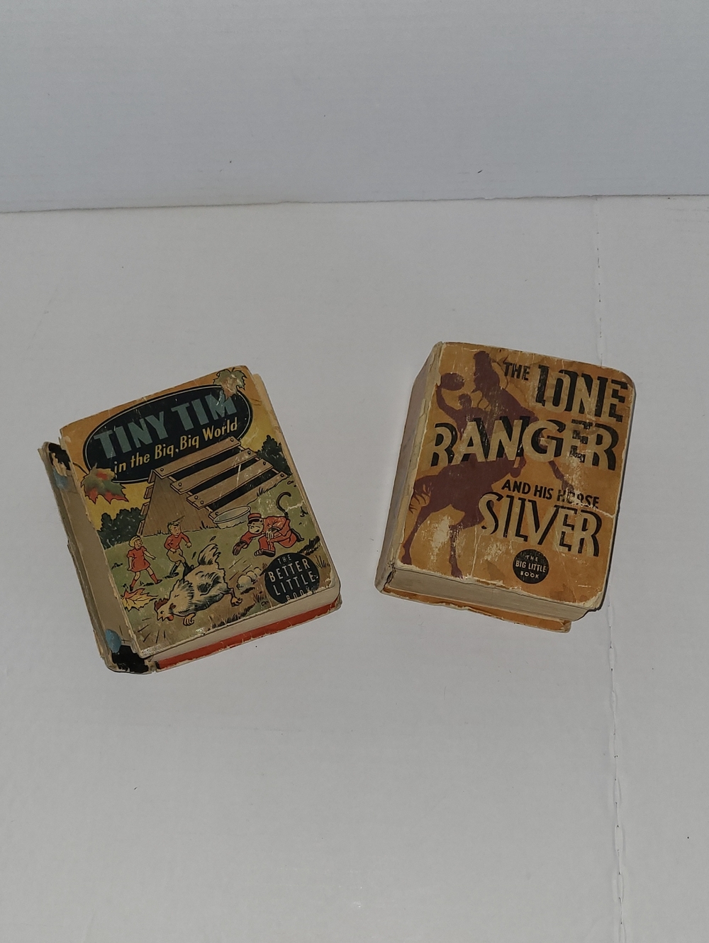 Tiny Tim & The Lone Ranger 1935- Vintage Kids Story Books - Brown and Tan